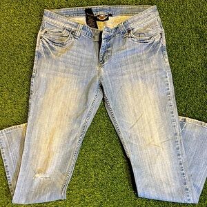 Wmns Vintage Harley Davidson Biker Denim Jeans